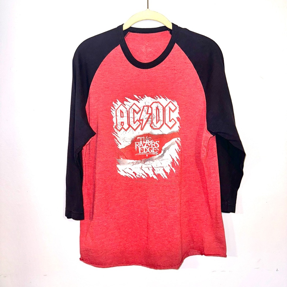 AC/DC 2004 The Razors Edge Tour Baseball Style Shirt With Tour Dates Size Large